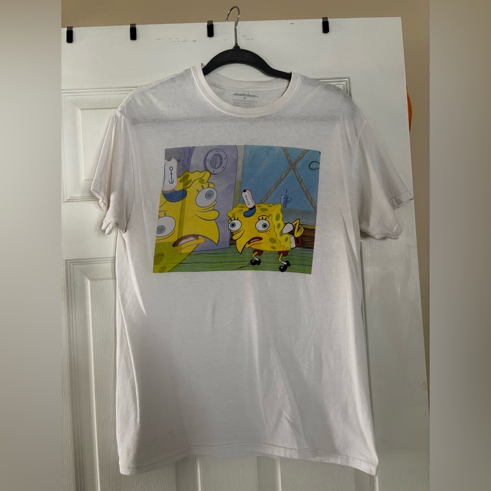 White SpongeBob Graphic T-Shirt